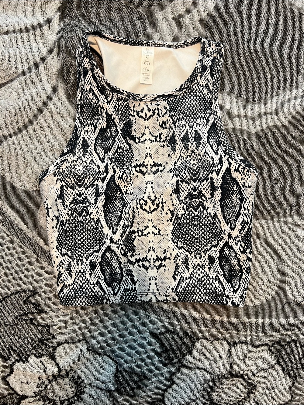 Balance Collection Black & White Snake-Print Tank Crop